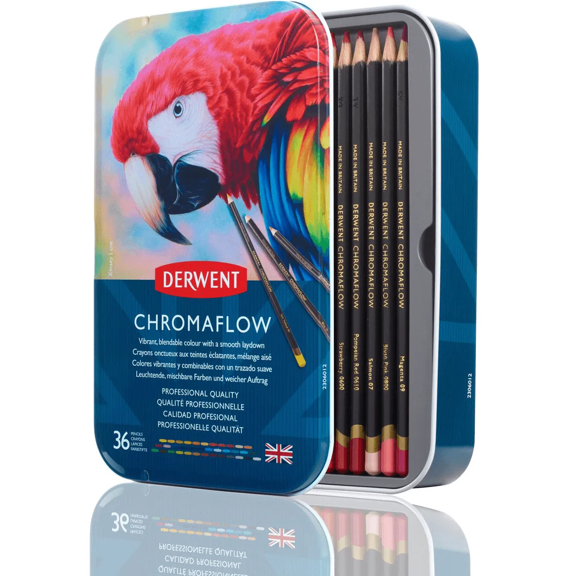 36 Derwent ChromaFlow Coloured Pencils Tin Set Rich Vibrant