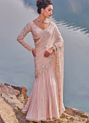 Blush Pink Fish Cut Sequinned Saree