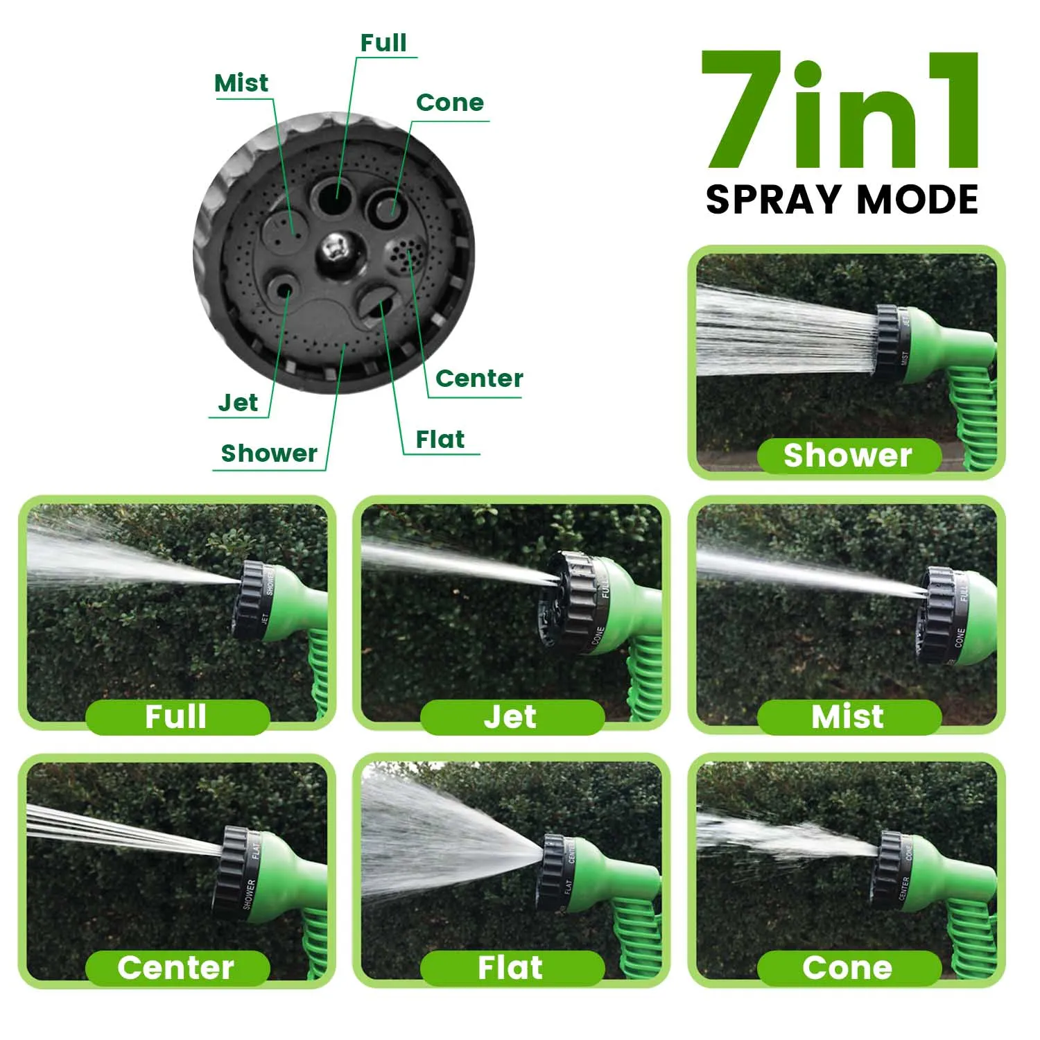 Expandable Garden Hose 7 Spray Modes and Brass Connectors