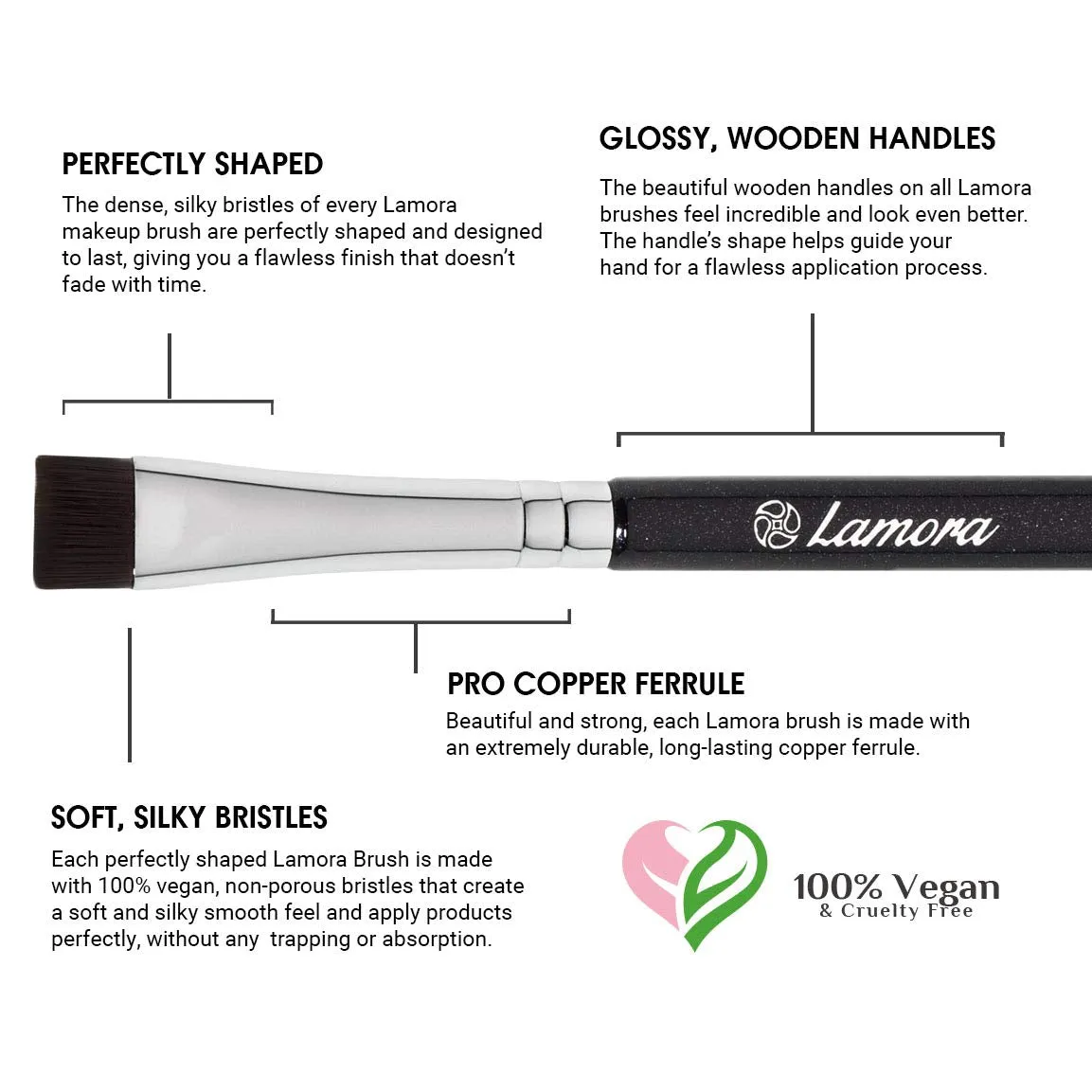 Eyebrow Brush - Duo Eye Brow Spoolie - Angled Eyeshadow Eyeliner - Precision Flat Definer - Small Shader - Premium Quality 3 Piece Set - Cruelty Free Synthetic Bristles - Apply Gel Powder Wax Pomade