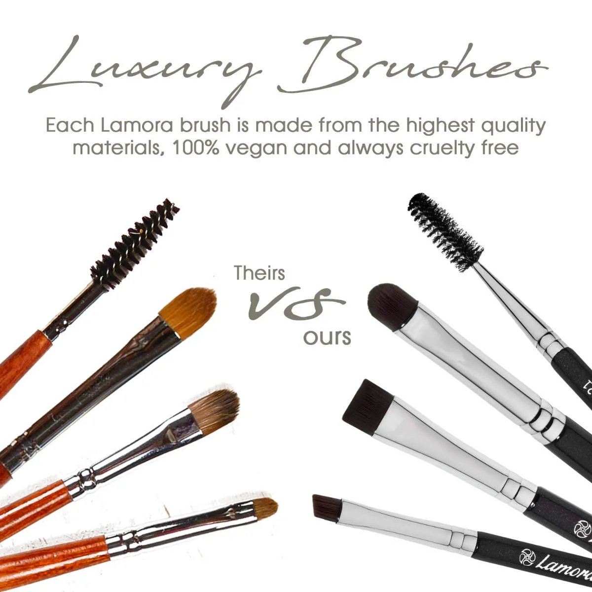 Eyebrow Brush - Duo Eye Brow Spoolie - Angled Eyeshadow Eyeliner - Precision Flat Definer - Small Shader - Premium Quality 3 Piece Set - Cruelty Free Synthetic Bristles - Apply Gel Powder Wax Pomade