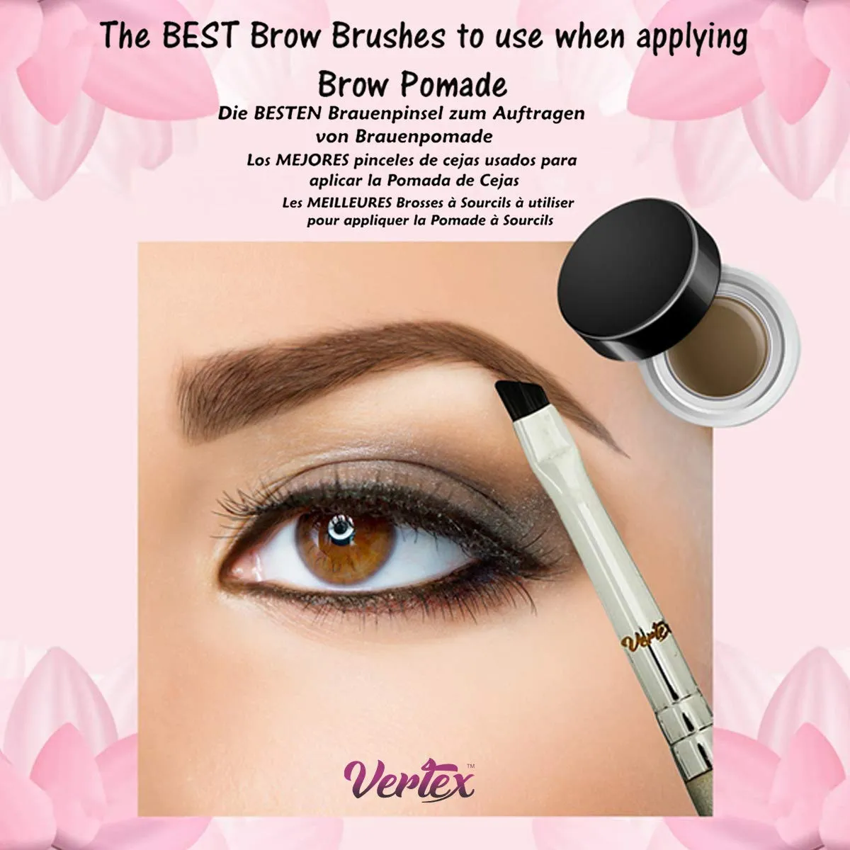 Eyebrow Brush Kit Thin Angled - Eye Brow Concealer Contour Brush to Shape and Conceal Eyes Duo Spoolie Brushes Firm Bristles Definer for Filling Pomade Gel | Defining Arches Winged Eyeliner Stencil