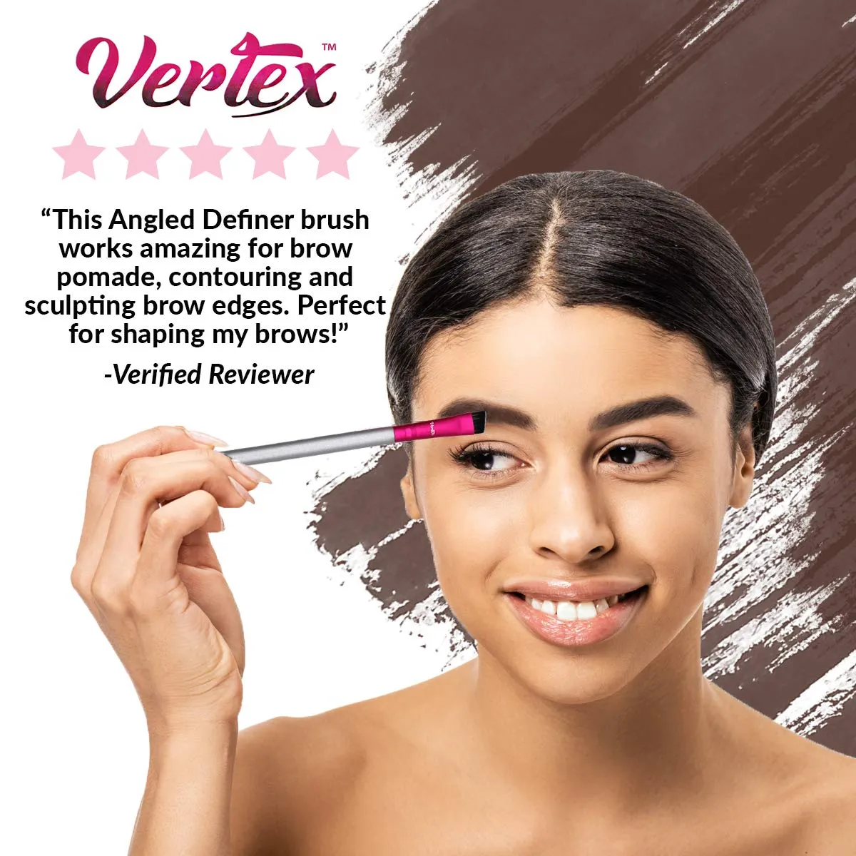Eyebrow Brush Kit Thin Angled - Eye Brow Concealer Contour Brush to Shape and Conceal Eyes Duo Spoolie Brushes Firm Bristles Definer for Filling Pomade Gel | Defining Arches Winged Eyeliner Stencil