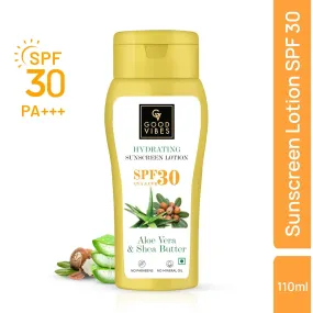 Good Vibes Aloe Vera & Shea Butter Hydrating Sunscreen Lotion SPF 50, Skin Moisturizing | Vegan, No Parabens, No Mineral Oil, No Silicones (110 ml)