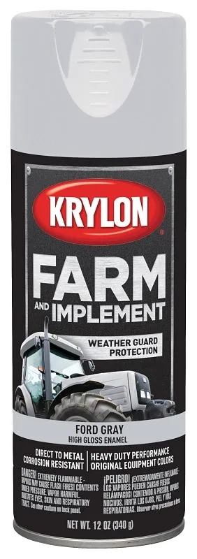 Krylon K01942000 Farm Equipment Spray, High-Gloss, Ford Gray, 12 oz :CAN: QUANTITY: 6