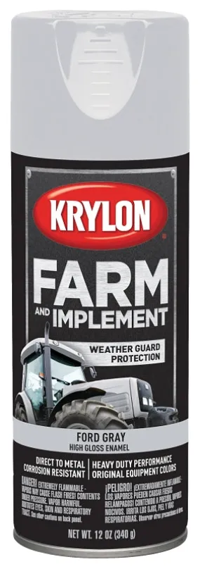 Krylon K01942000 Farm Equipment Spray, High-Gloss, Ford Gray, 12 oz :CAN: QUANTITY: 6