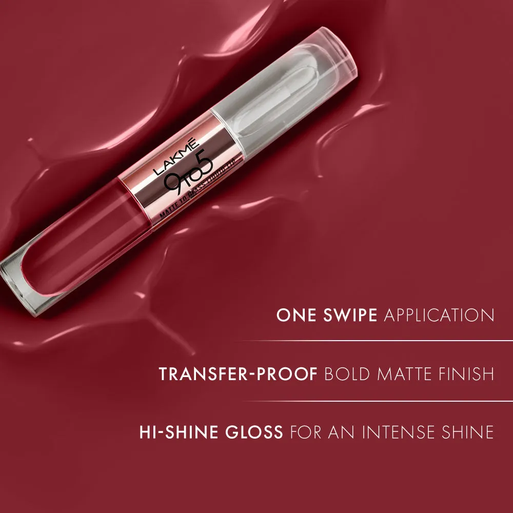 Lakmē 9 to 5 Matte to Glass Liquid Lip