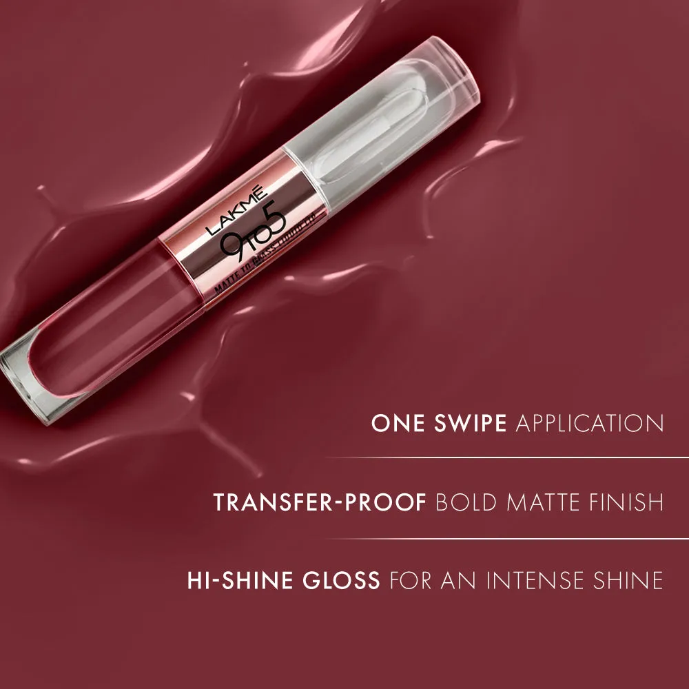 Lakmē 9 to 5 Matte to Glass Liquid Lip