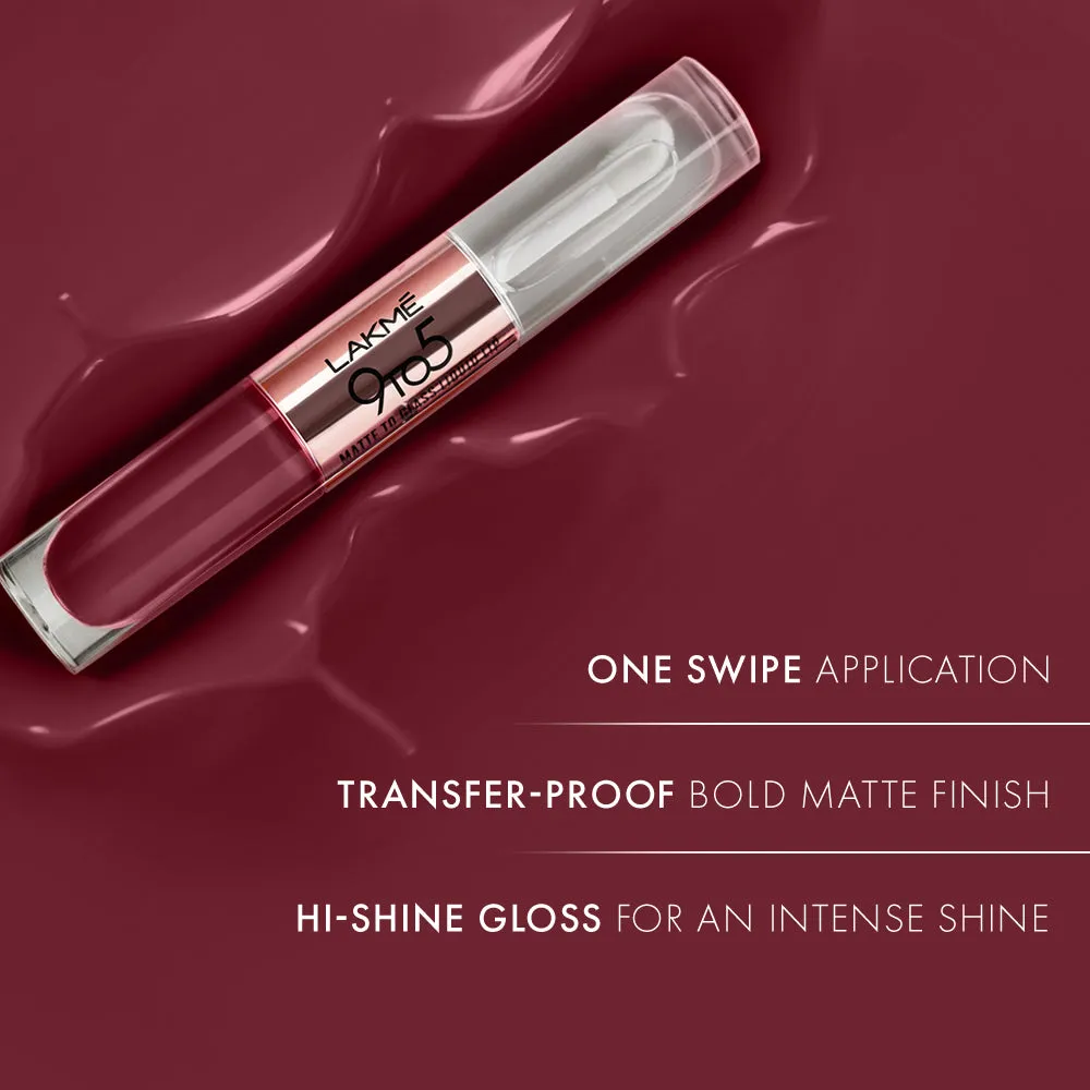 Lakmē 9 to 5 Matte to Glass Liquid Lip
