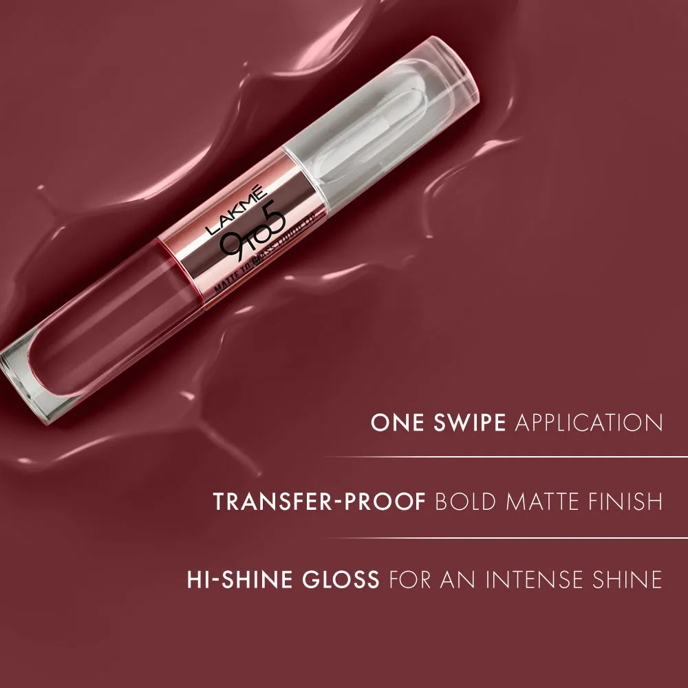 Lakmē 9 to 5 Matte to Glass Liquid Lip