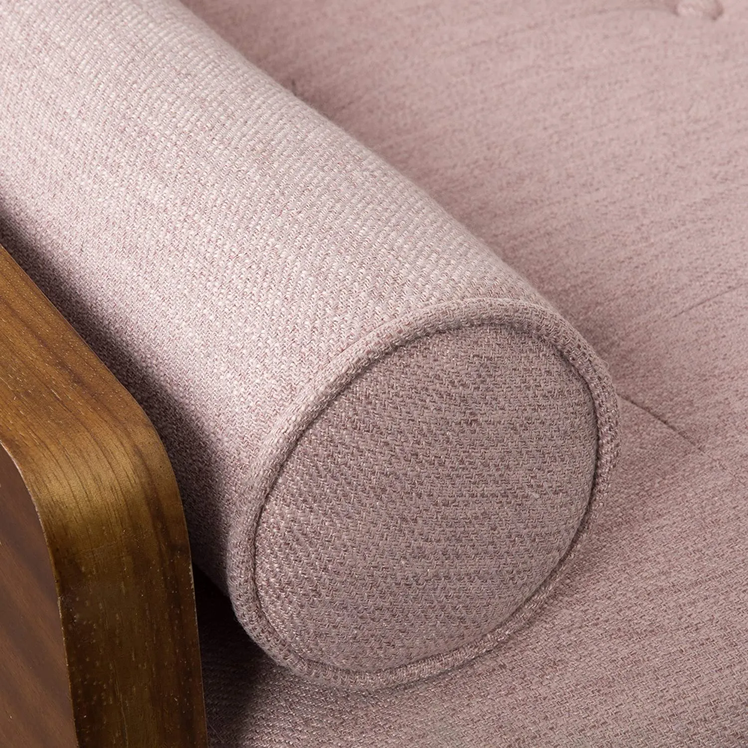 Mid-Century Modern Tufted Fabric Sofa, Light Blush