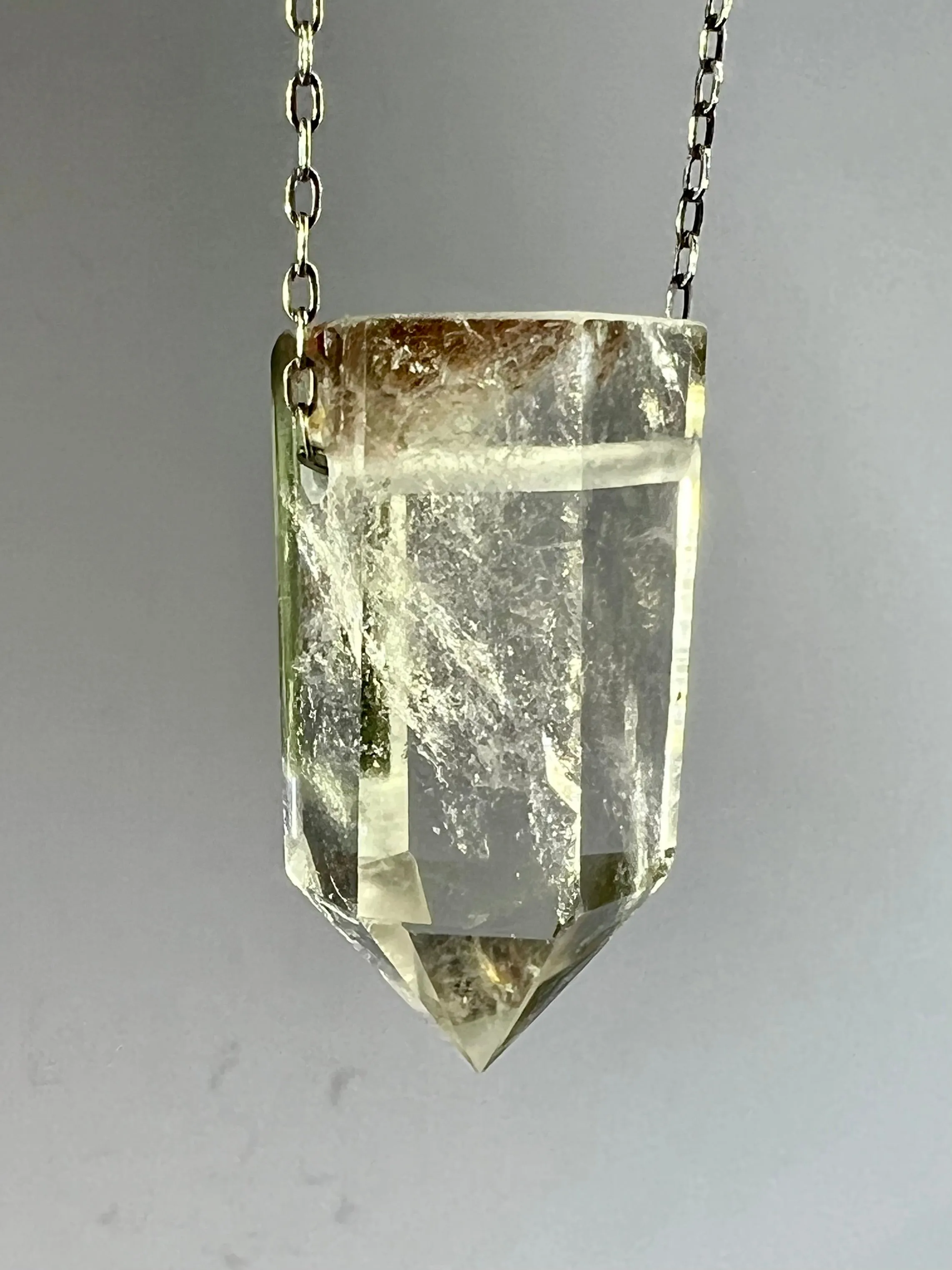 Quartz Crystal with Amphibole and Chlorite Inclusions Necklace