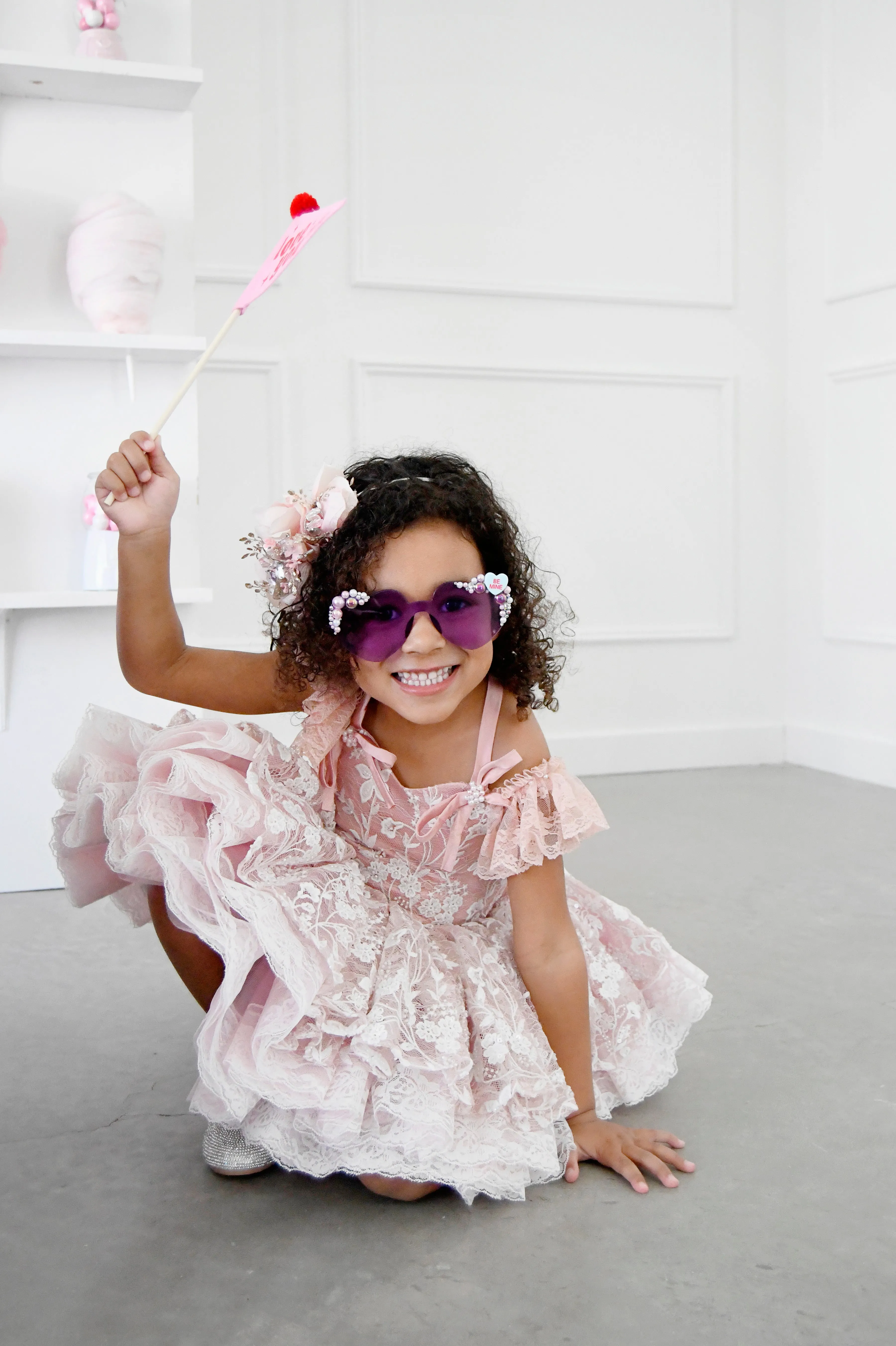"Dentelle Rose" -   Petal length dress  Knee length Bloomer shorts  ( 2 Year - Petite 4)
