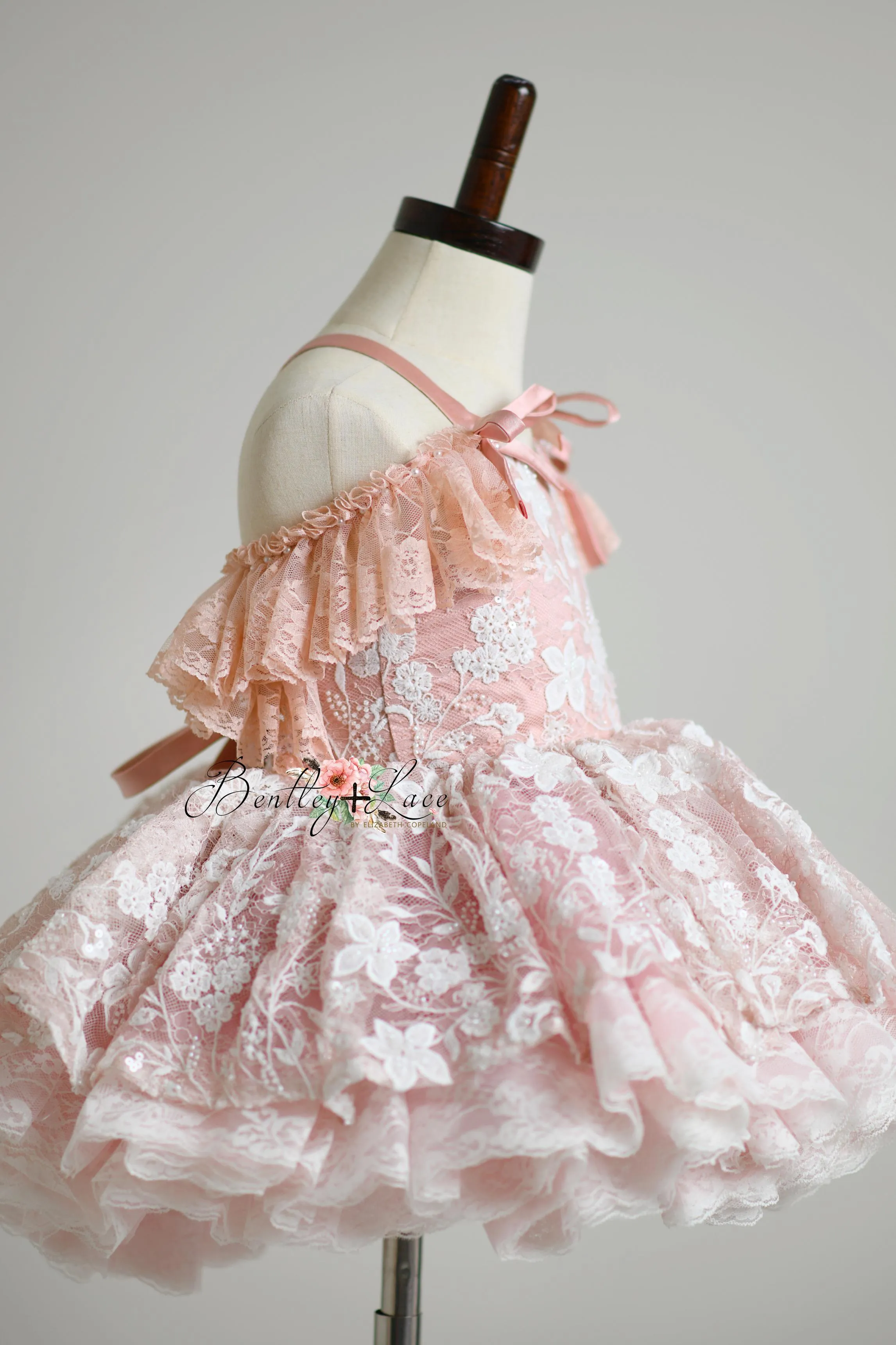 "Dentelle Rose" -   Petal length dress  Knee length Bloomer shorts  ( 2 Year - Petite 4)
