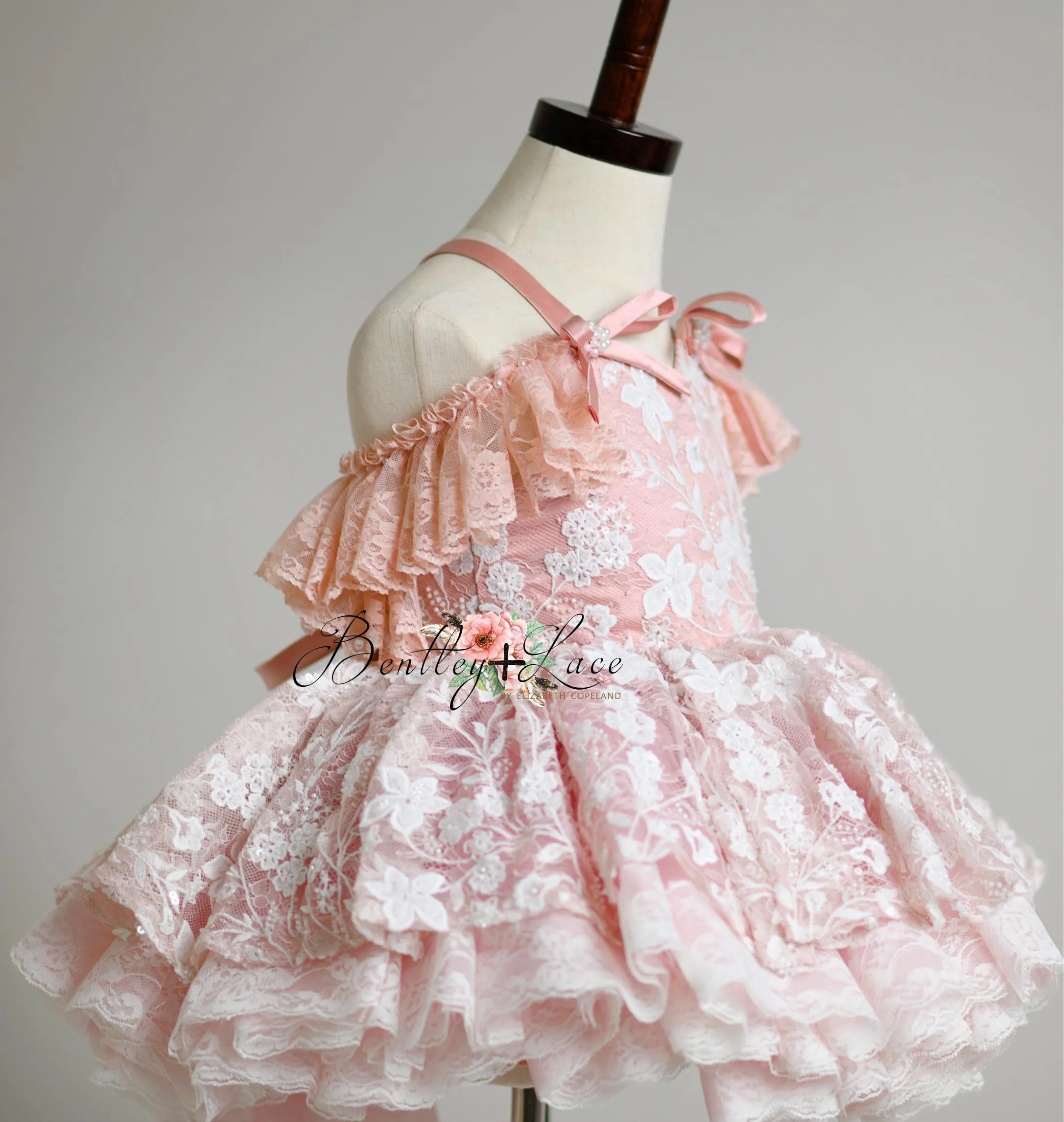 "Dentelle Rose" -   Petal length dress  Knee length Bloomer shorts  ( 2 Year - Petite 4)