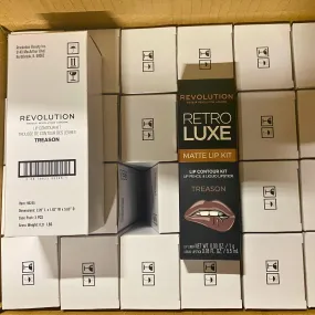 Revolution Retro Luxe Matte Lip Kit Lip Contour Kit Lip Pencil & Liquid Lipstick TREASON (72 Pcs Lot)
